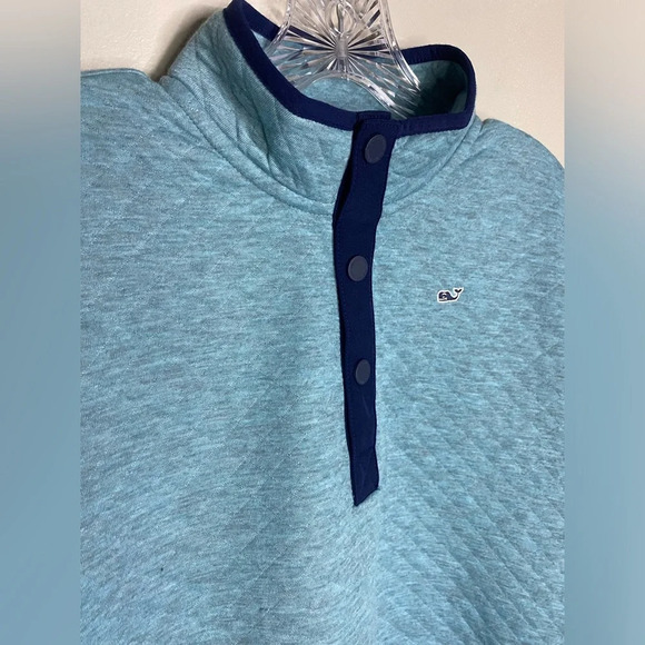 Vineyard Vines girls size XL quilted light blue navy trim pullover - Picture 2 of 8